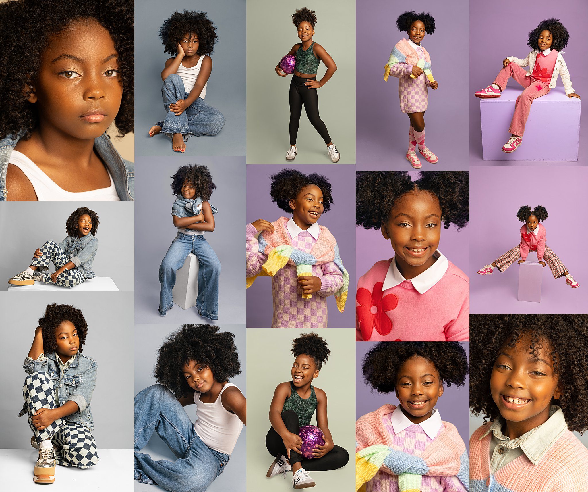 A grid of looks from one full portfolio session