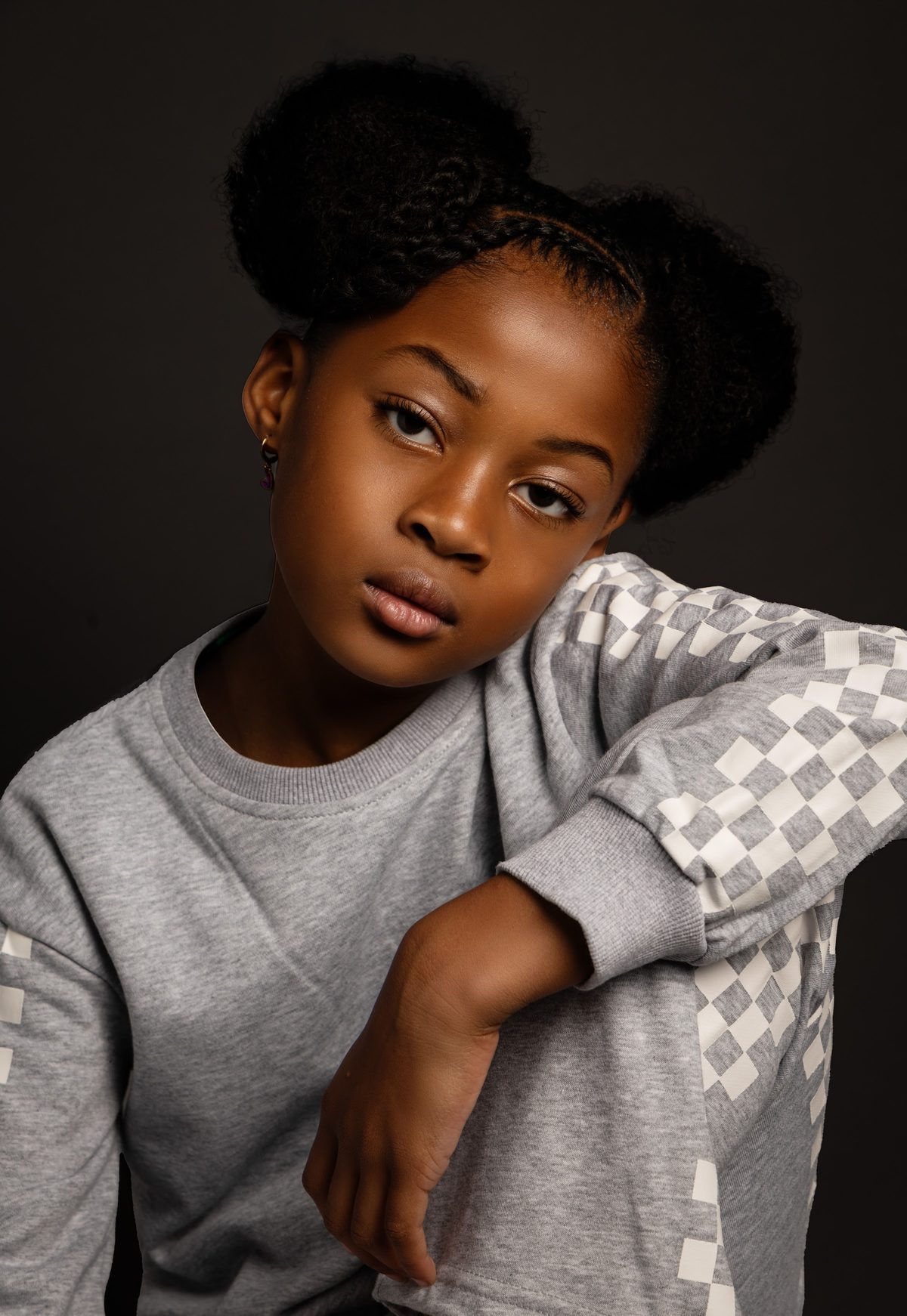 Girl in a grey sweatshirt